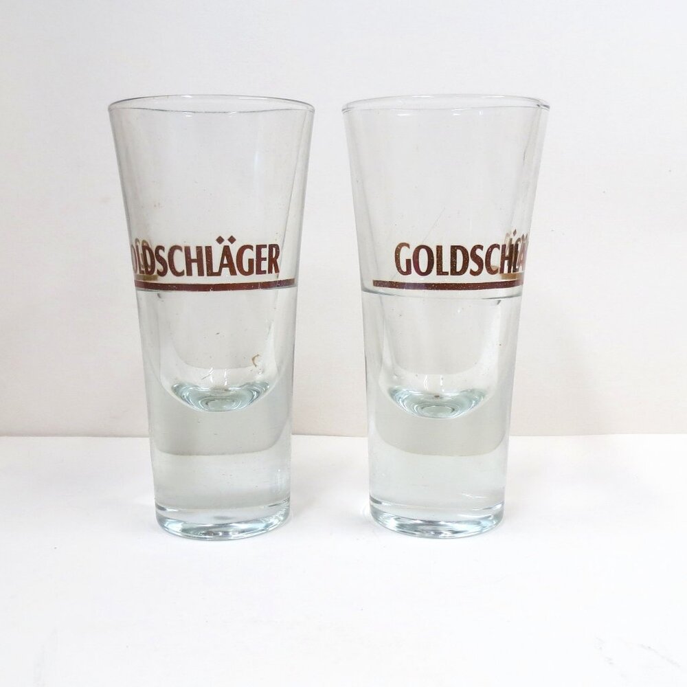 Goldschlager VTG Liqueur #13 & #15 Italy Double Shot Shooter (2) Glasses